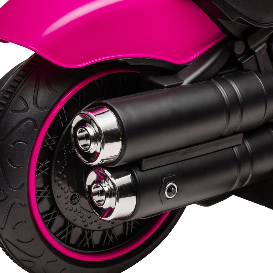 Elektrisk børnemotorcykel med støttehjul, forlygte, 1,5 til 3 km/t, til børn 1,5 til 3 år, pink