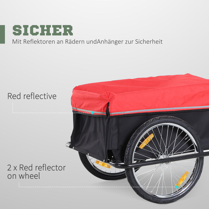 Foldbar cykeltrailer med kobling, transportvogn lasteevne op til 40 kg, transporttrailer til cykelhåndvogn 140 x 88 x 60 cm