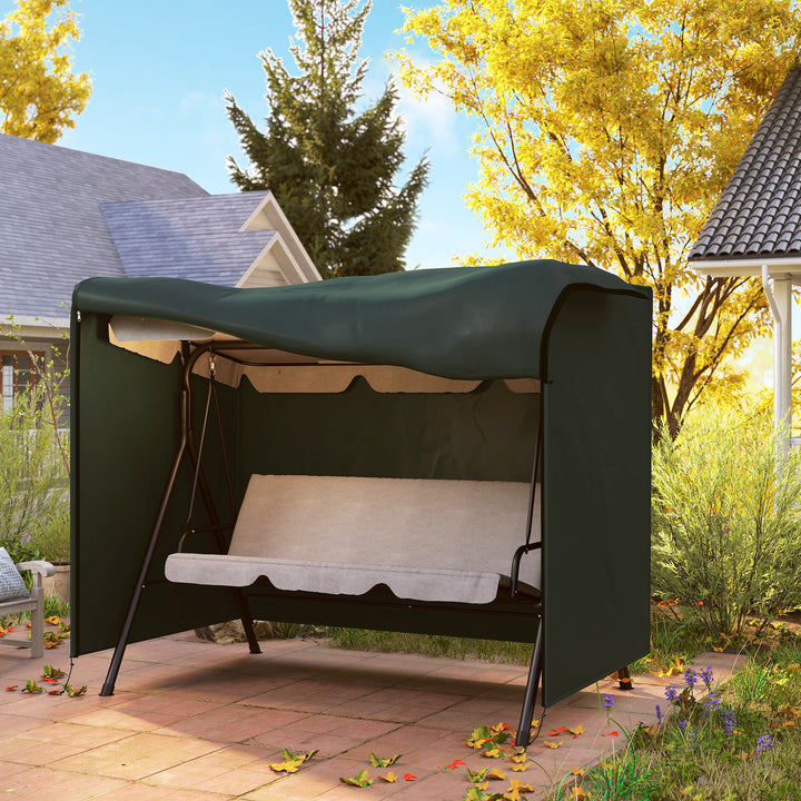 3-Personers gyngeovertræk, vandafvisende, vinterbestandigt beskyttelsesovertræk til havegynge, uv-bestandig presenning, overtræk, rivefast 600d oxford-stof, 205 x 124 x 164 cm, mørkegrøn