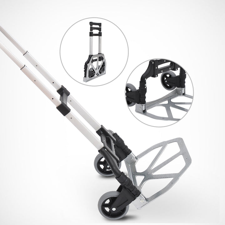 Sækkevogn i aluminium, foldbar transportvogn, sækkevogn, stablevogn, aluminium, maks. 70 kg lasteevne