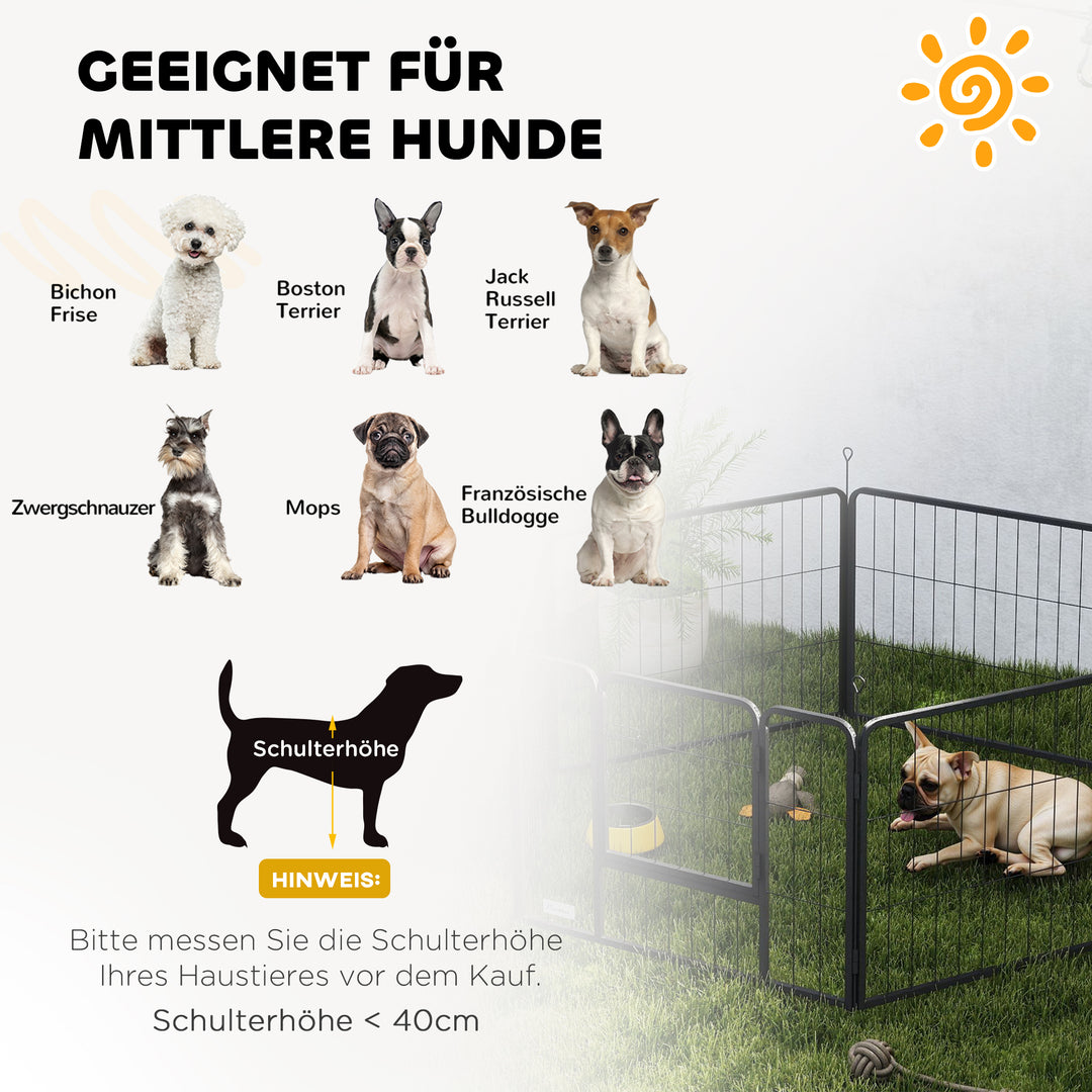 Hundehegn, kæledyrsindhegning, 6 paneler, stål, foldbar, grå