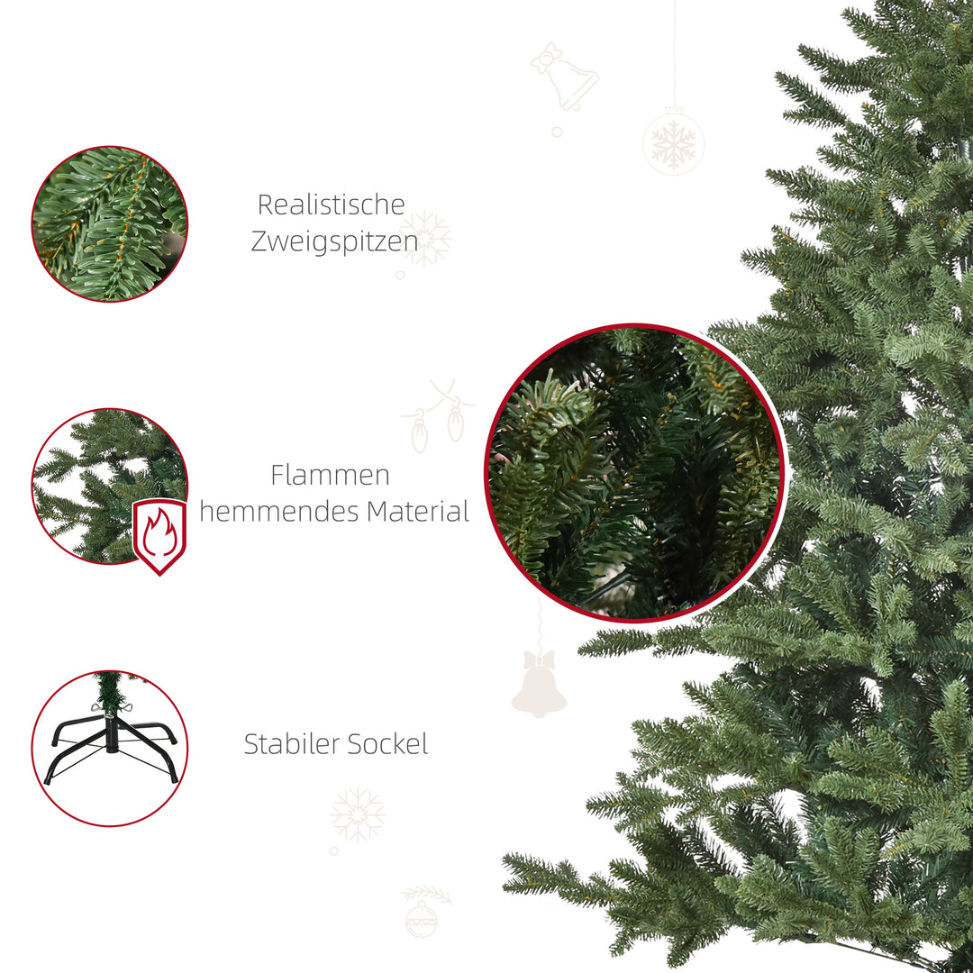 Kunstigt juletræ 150 cm, kunstigt grantræ med 444 spidser, 3 forskellige bladformer, flammehæmmende, med metalfod til indendørs brug