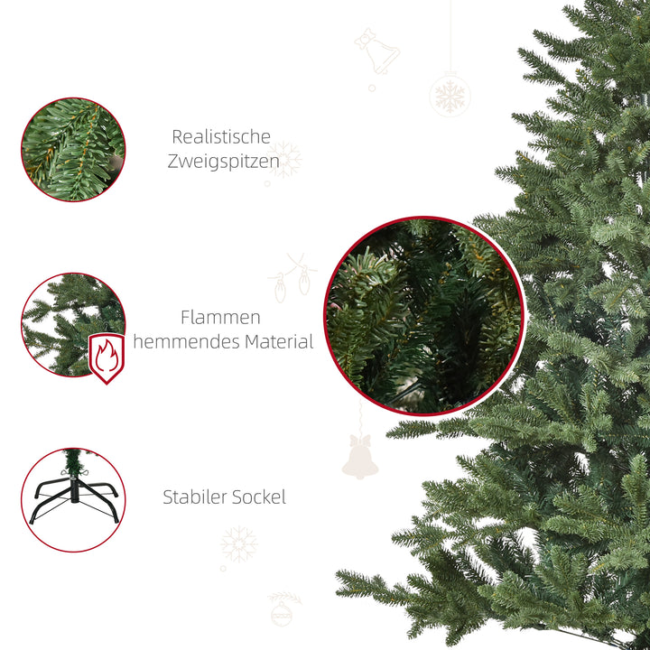 Kunstigt juletræ 150 cm, kunstigt grantræ med 444 spidser, 3 forskellige bladformer, flammehæmmende, med metalfod til indendørs brug