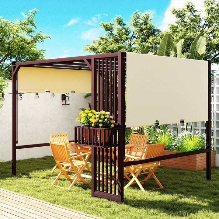 Pergola pavilion 3x2,5m uv 30+ stabil vinterbestandig solbeskyttelse med justerbart skydetag mørkebrun