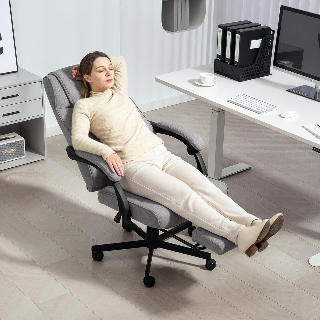 Kontorstol med massagefunktion ergonomisk lederstol med lænefunktion fodstøtte grå