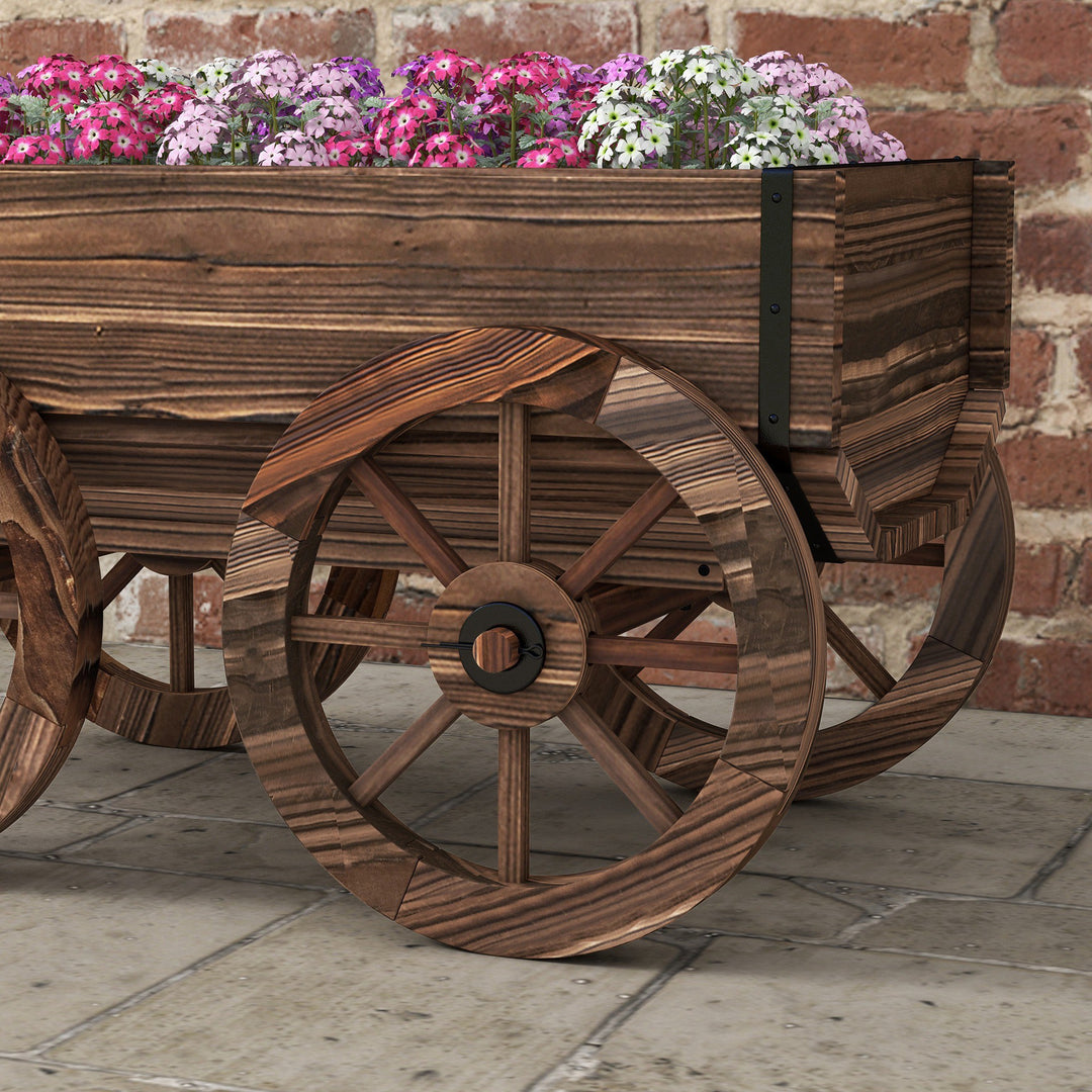 Højbed til træplanter, vejrbestandigt, trillebør, 120 x 41 x 50 cm, brun