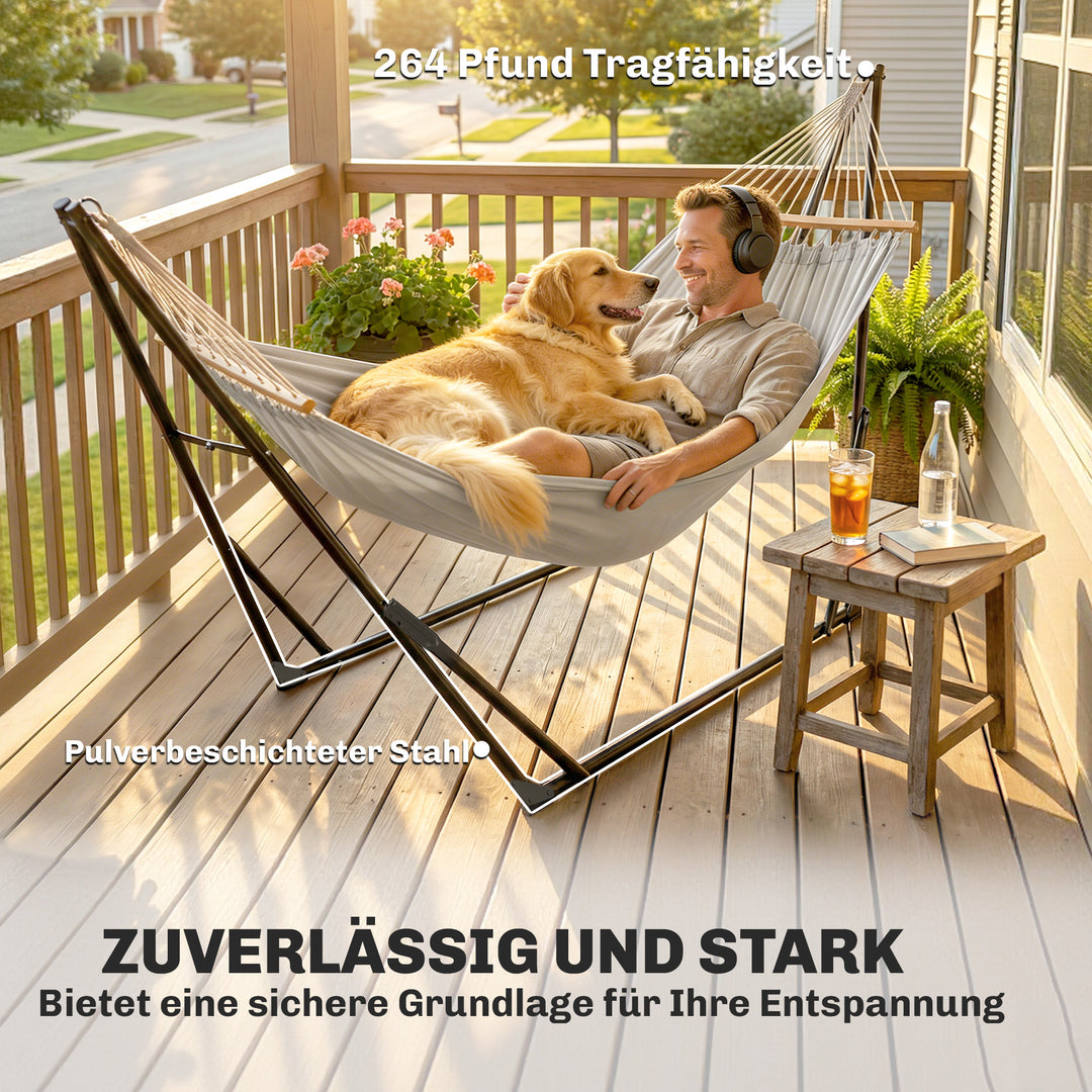 Justerbar, foldbar, bærbar hængekøjestander med bæretaske, 290x78x100 cm, sort