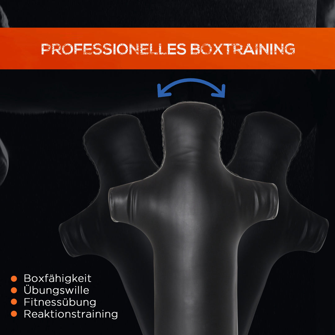 Boksesæk stående 180 cm voksne stående boksesæk boksedummy boksesøjle humanoid design kraftig boksesæk tung boksesækstativ til professionelle og begyndere sort