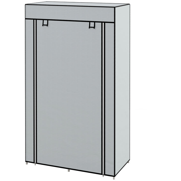 Garderobeskab i stof med 1 garderobestang, 2 skuffer, 83 x 42,5 x 162,5 cm, grå