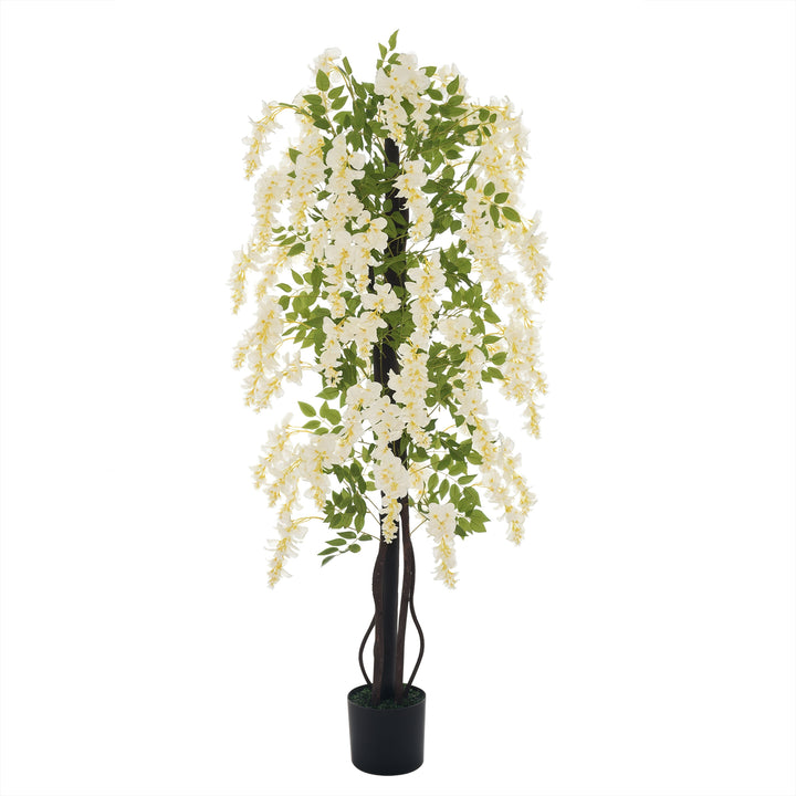 Kunstig blåregn stor 165 cm kunstig plante, kunstige plastikplanter kunstige blomster i potte, falsk plante som ægte til kontor stue soveværelse moderne dekoration gave