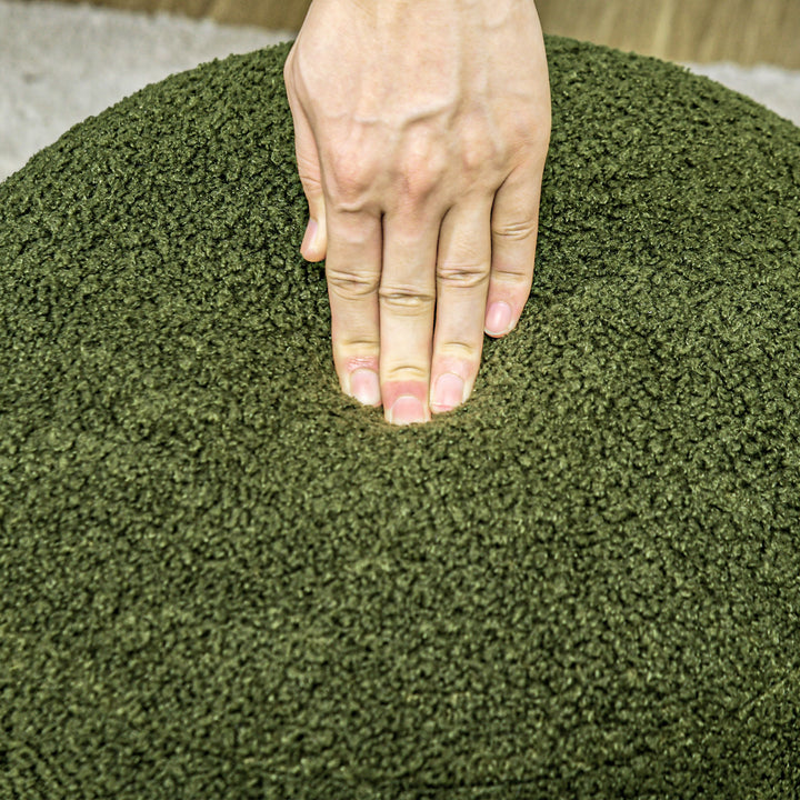 Skammel, rund, teddy fleece, op til 120 kg, ø40x45h cm, grøn
