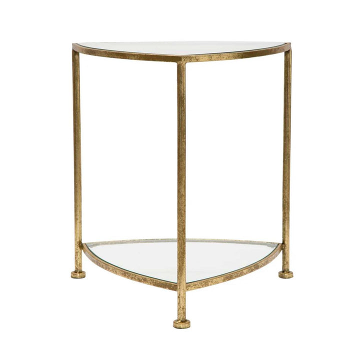 Glam sofabord i jern og glas – 45x45x50 cm