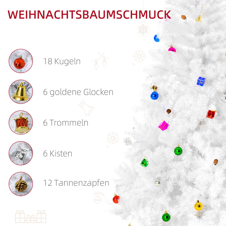 Kunstigt juletræ grantræ 180 cm med fod inklusive dekoration (180 cm, hvid/juletræ 1)