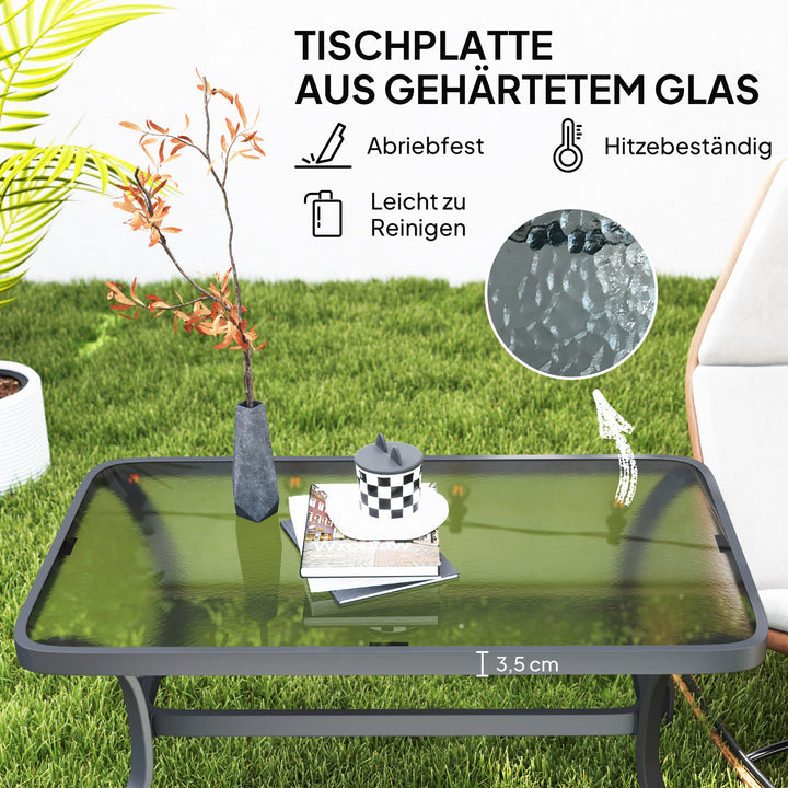Sidebord sofabord i hærdet glas med bølgedesign, afrundet hjørne balkonbord 95x55 cm sort