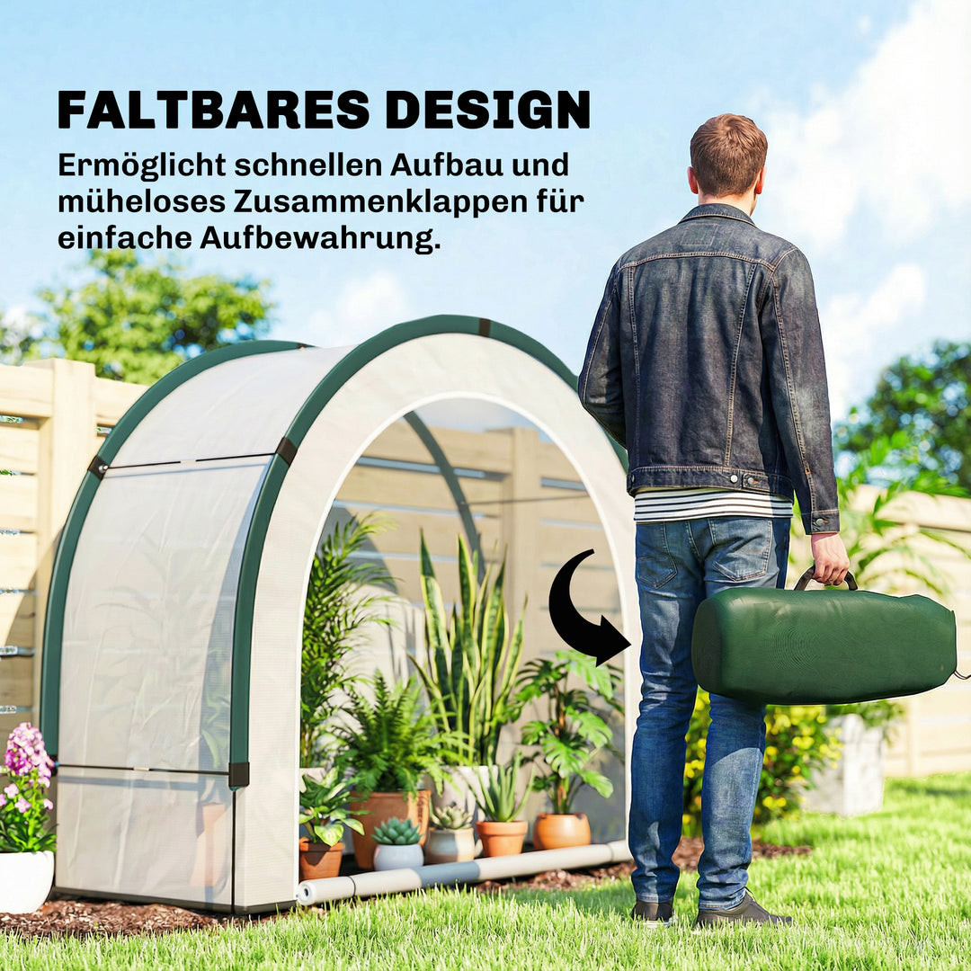 Drivhus med kuppelformet top, foldbart foliedrivhus 200 x 80 x 164 cm grønt