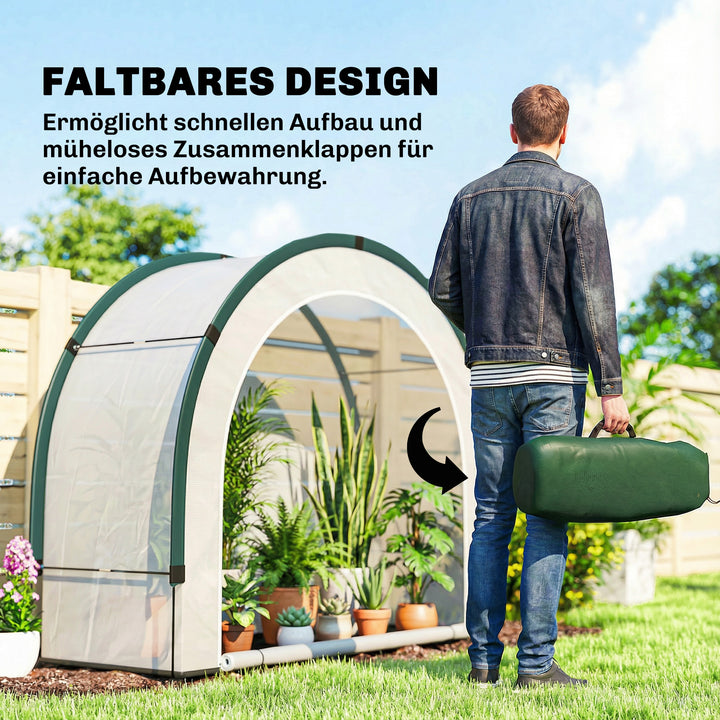 Drivhus med kuppelformet top, foldbart foliedrivhus 200 x 80 x 164 cm grønt