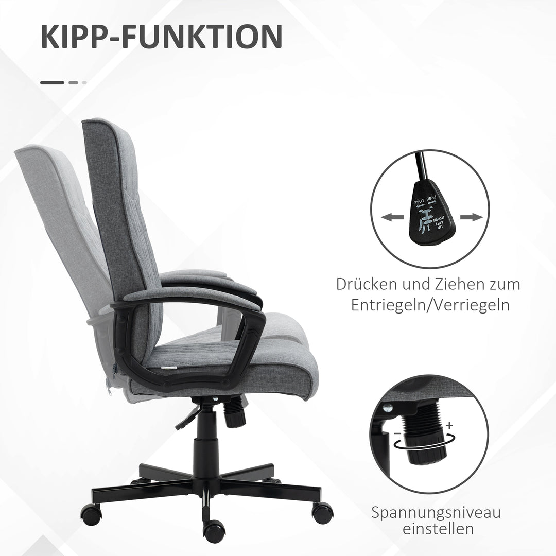 Kontorstol, højdejusterbar, vipbar, ergonomisk kontorstol, grå