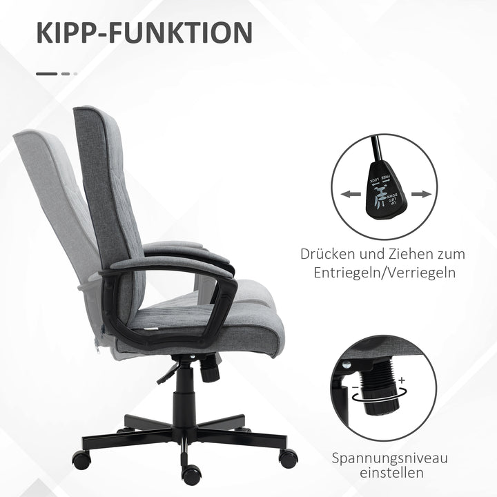 Kontorstol, højdejusterbar, vipbar, ergonomisk kontorstol, grå