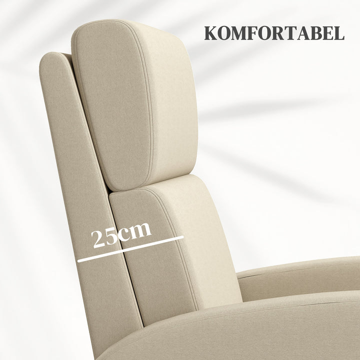 Lænestol tv-stol, udklappelig fodstøtte, vippes op til 160°, 64 x 86 x 102 cm, cremefarvet