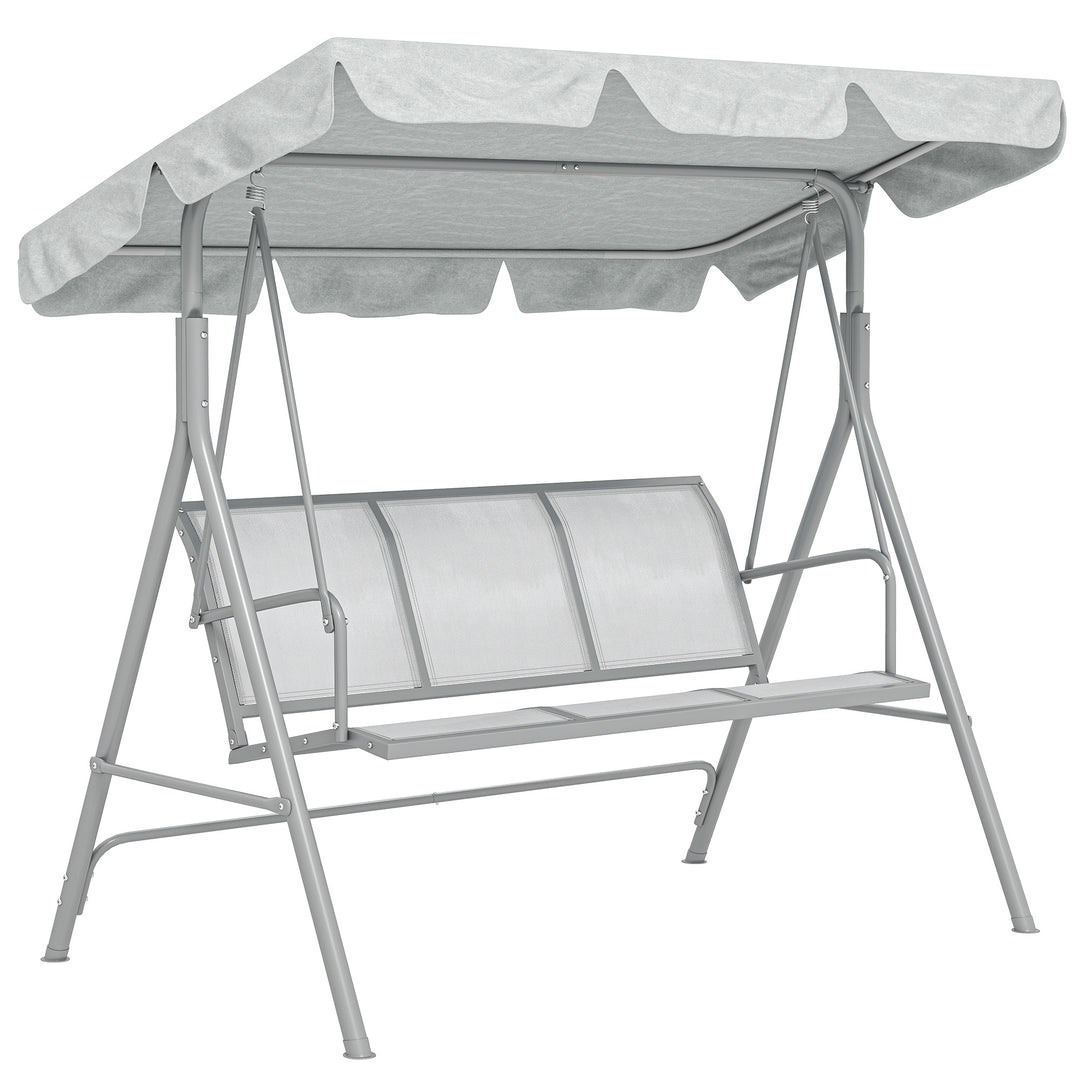 Hollywood-gynge med justerbar solskærm, 3-personers havegynge med skridsikre fødder, gyngebænks bæreevne op til 240 kg, haveliggestol til haven, terrasse, 171x108x154cm, grå