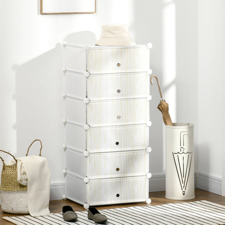 Modulært reolsystem til 12 par sko, 49 cm x 36,5 cm x 108 cm, hvid