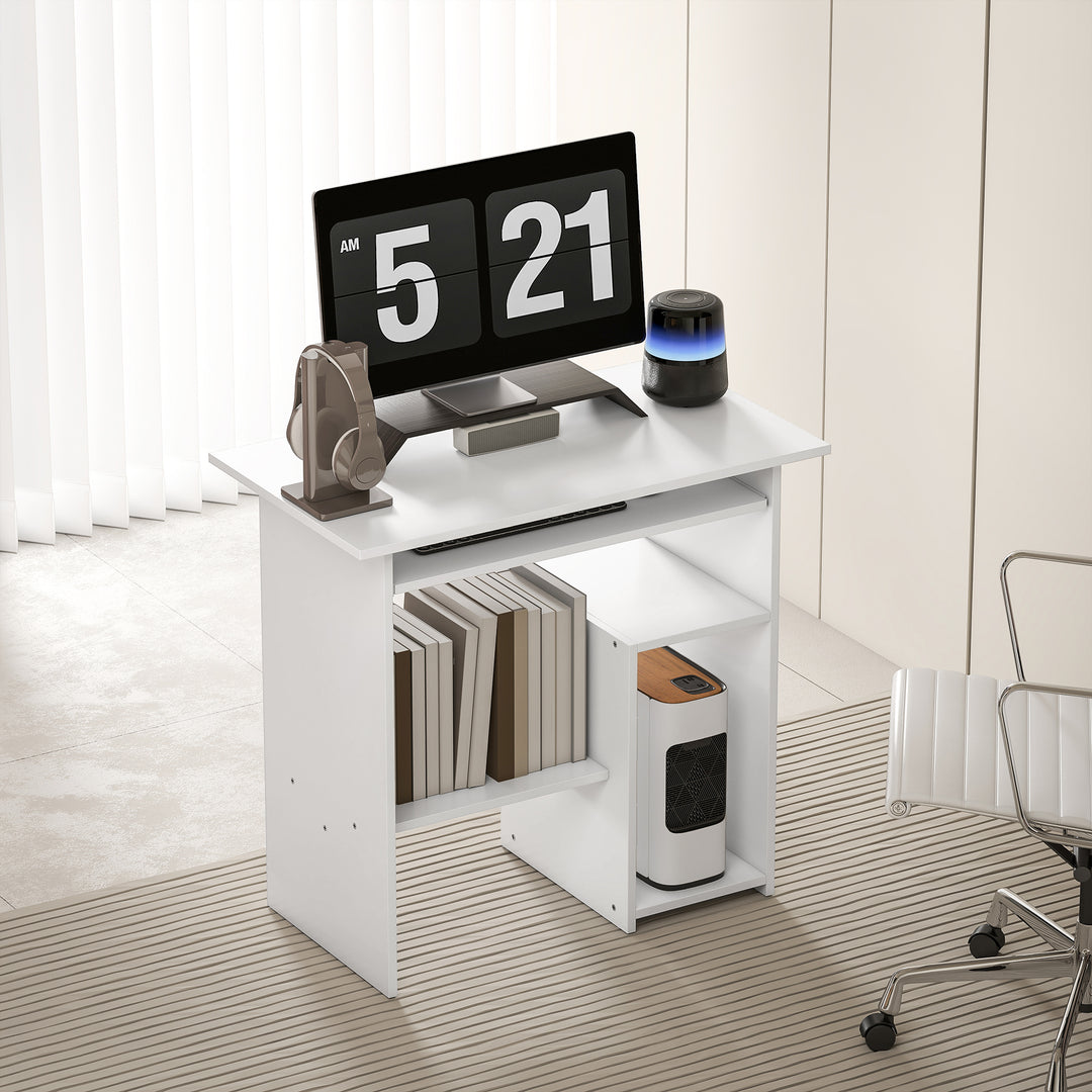 Computerbord, skrivebord, spånplade, metal, 80 x 45 x 75 cm, hvid