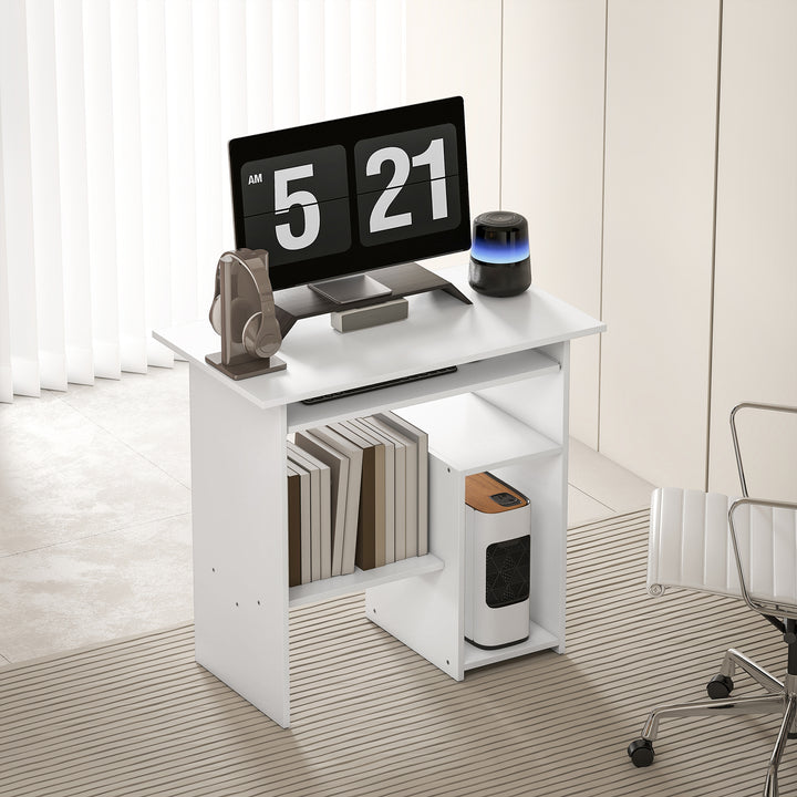 Computerbord, skrivebord, spånplade, metal, 80 x 45 x 75 cm, hvid