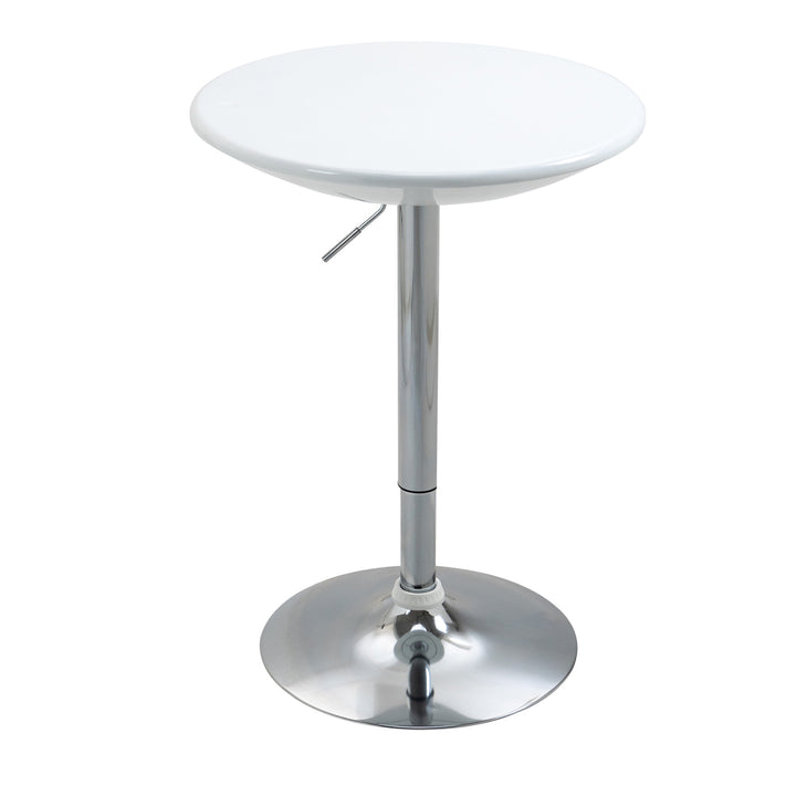 Barbord moderne spisebord højdejusterbart bistrobord højt bord diskbord skrivebord rundt metal abs lak hvid ø61 x 76-97 cm