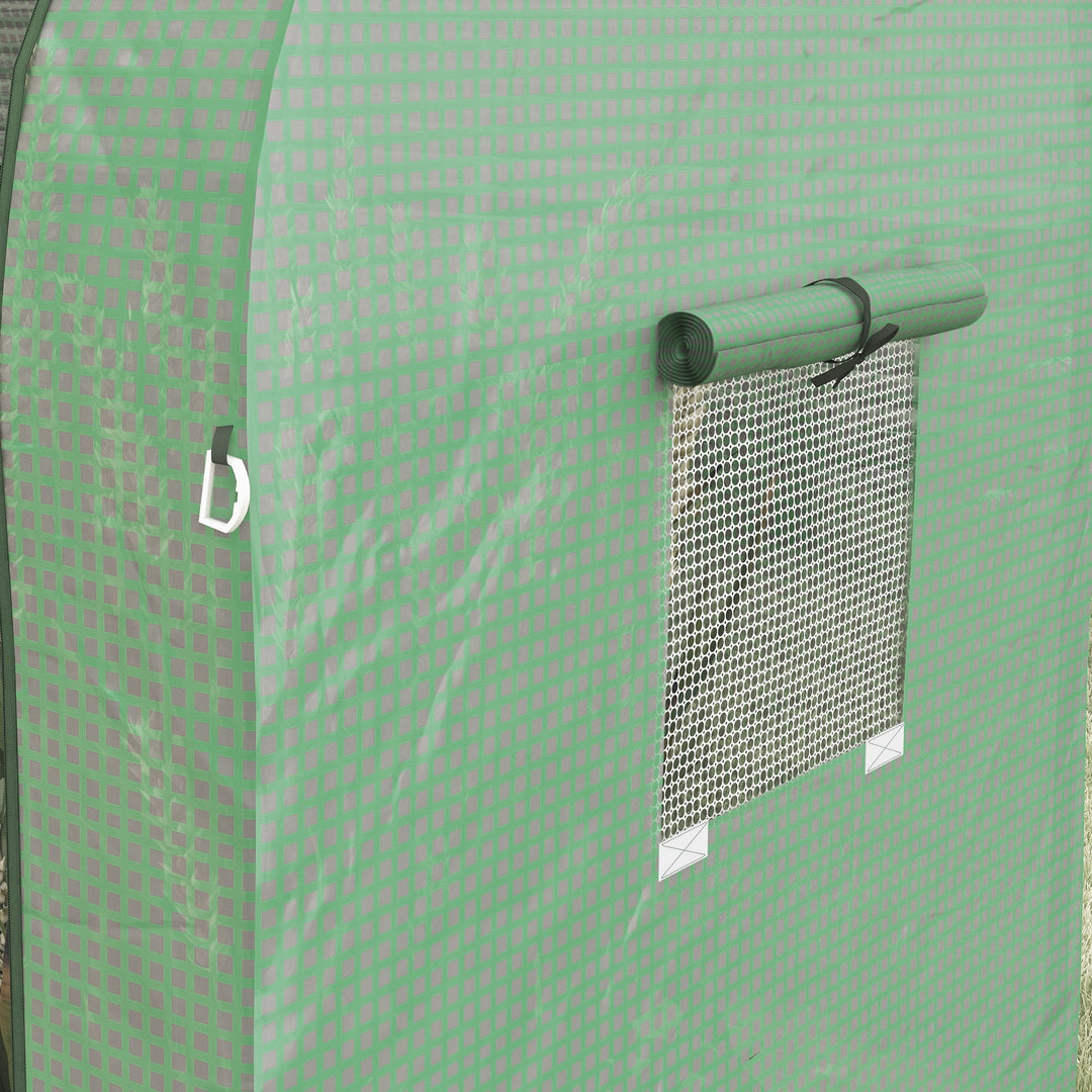 Minidrivhus, 2 planteområder, rulleporte, 185 x 94 x 150 cm, grøn