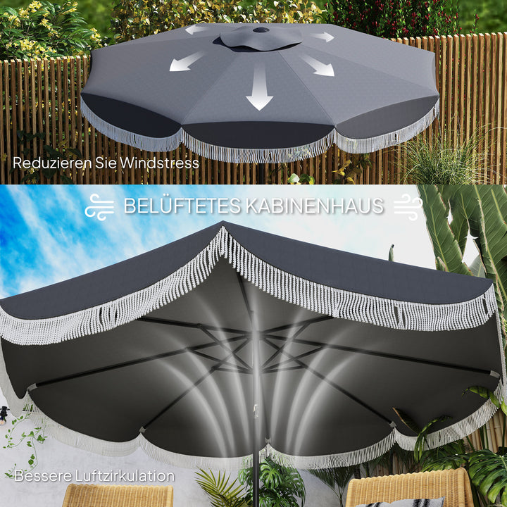 Parasol ø269 cm, uv-beskyttelsesparasol ottekantet balkonparasol solbeskyttelse til haven, mørkegrå
