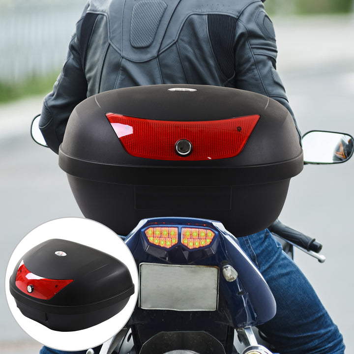 Motorcykelkuffert, scooterkuffert til motorcykler, scootere, knallerter og atv'er, 48 l hjelmkuffert, topboks, sort, 59 x 43 x 33 cm