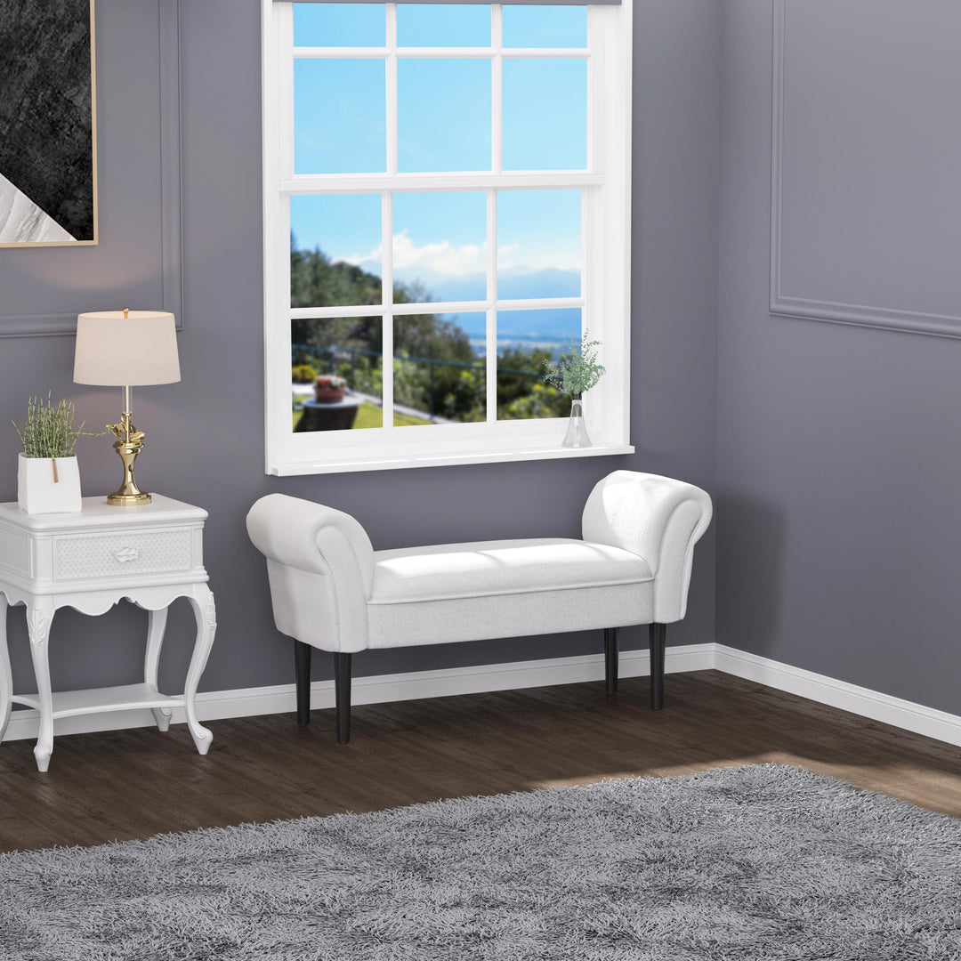 Sengebænk, polstret bænk, siddebænk, entrebænk til soveværelse, lasteevne op til 130 kg, sejldug, grå, 102 x 36 x 51 cm
