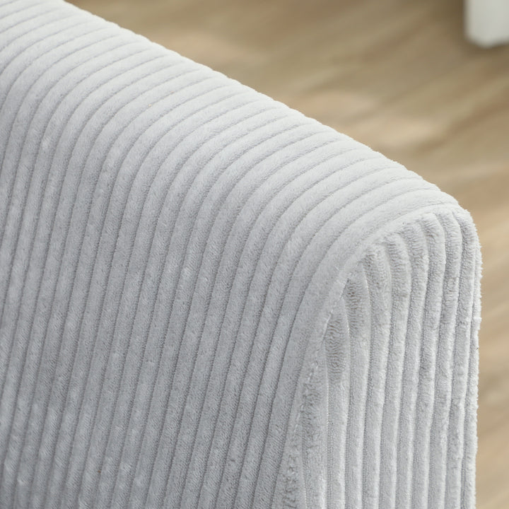 3-personers sofa, armlænssofa, polstret sofa med fløjlslook til stue, lysegrå
