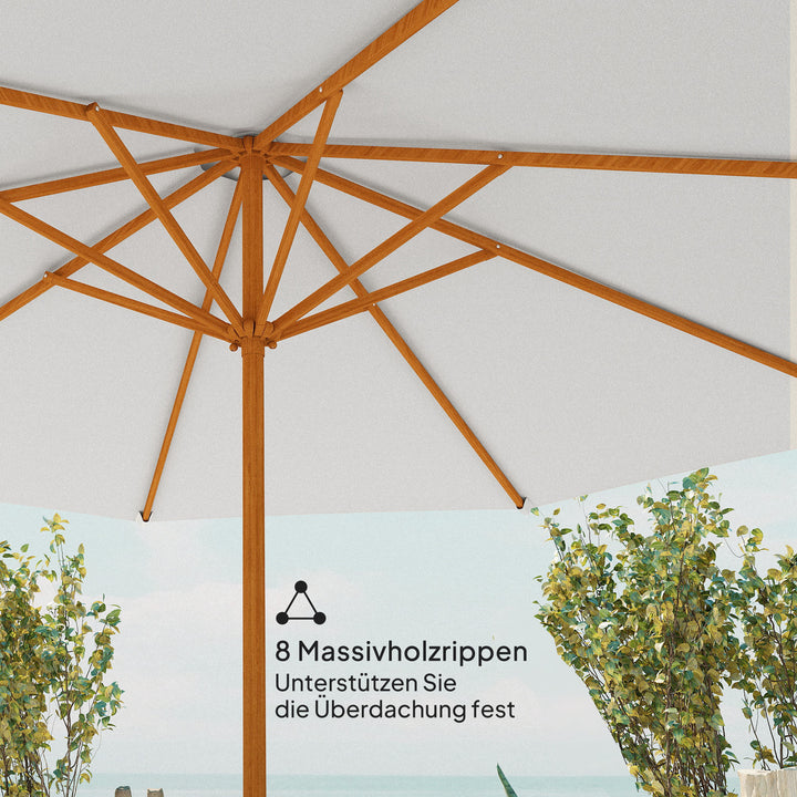 Træparasol, haveparasol, balkonparasol, 2,5 m, cremefarvet
