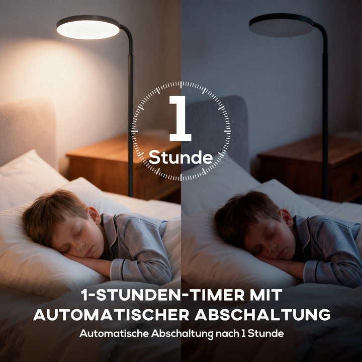 LED-gulvlampe med magnetisk fjernbetjening, fleksibelt justerbar, drejelig, metal, sort