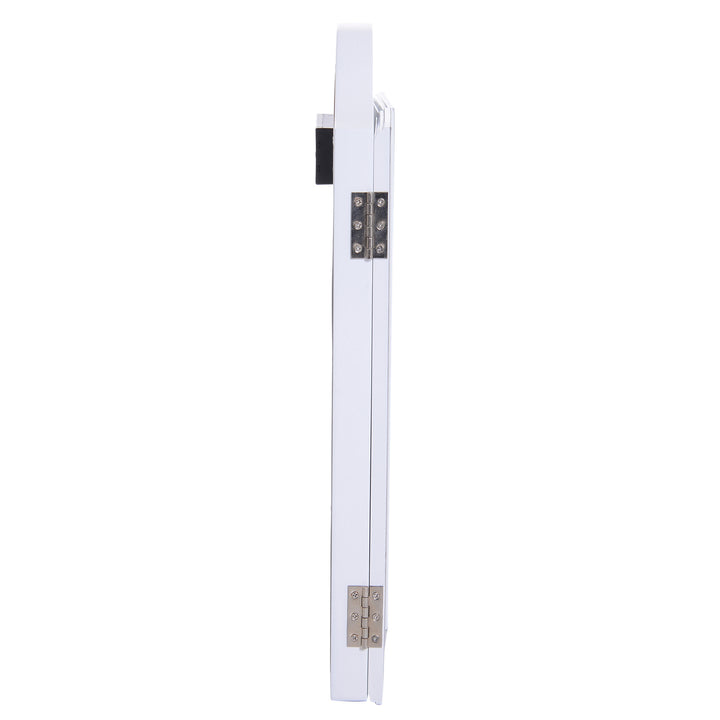 Kosmetikspejl makeupspejl 16 x led-belysning fritstående 180° foldbart batteridrevet hvid 3 spejle 73 x 53,5 x 4,5 cm