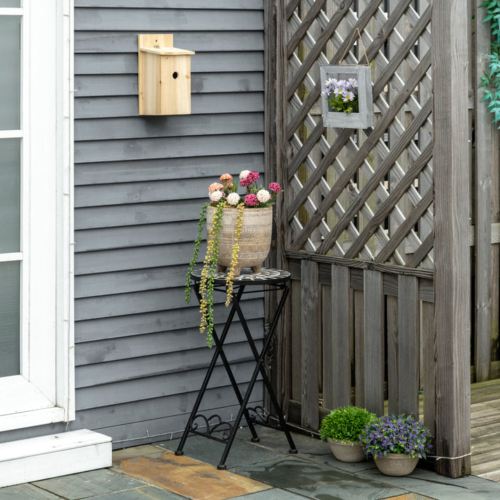 Plantestativ 36 x 67 cm blomsterstativ planteholder foldbar rund til balkon stenmosaik have indendørs udendørs flerfarvet