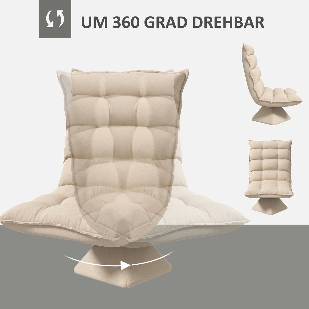 Hvilestol med drejefunktion, linnedlook, 62 cm x 70 cm x 95 cm, beige