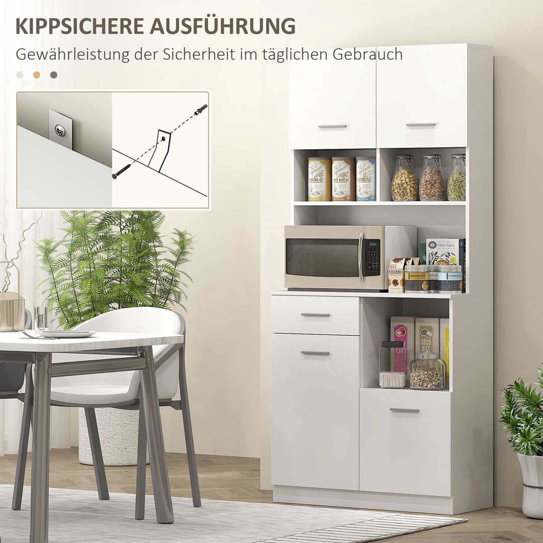 Køkkenskab, buffet med skuffe, softclose-døre, 80 x 35 x 180 cm, hvid