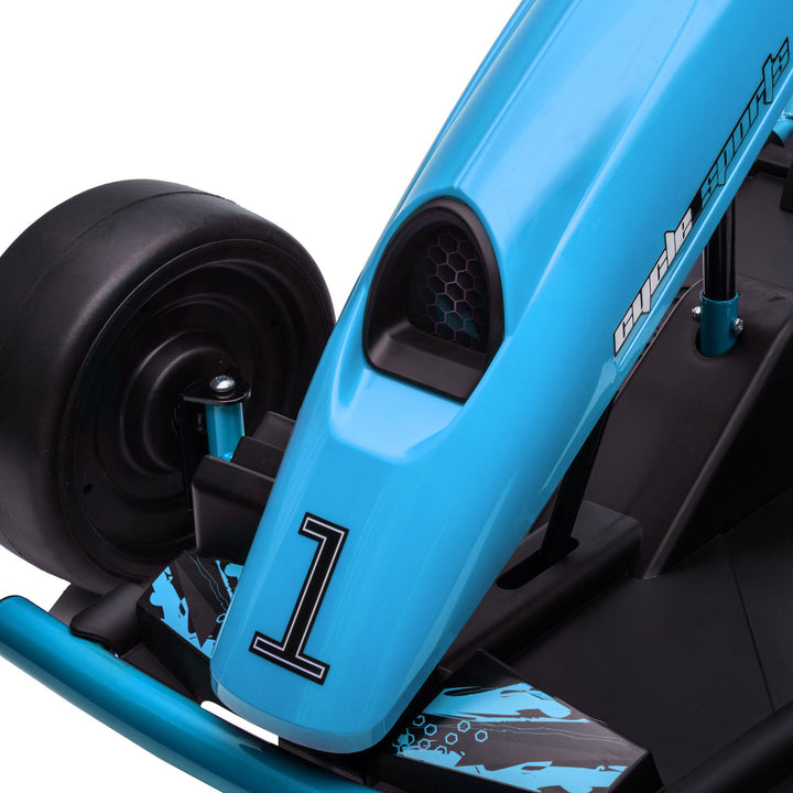 Elektrisk gokart til børn, driftfunktion, horn, musik, sikkerhedssele, blød start, blå/sort