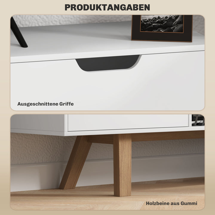 Tv-skab med skuffer og åbne hylder, mdf, 150 x 39 x 50 cm, hvid