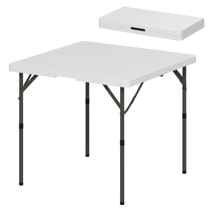 Picnicbord, foldbart campingbord, justerbart i to højder, til havefester, camping, plastik, metal, hvid