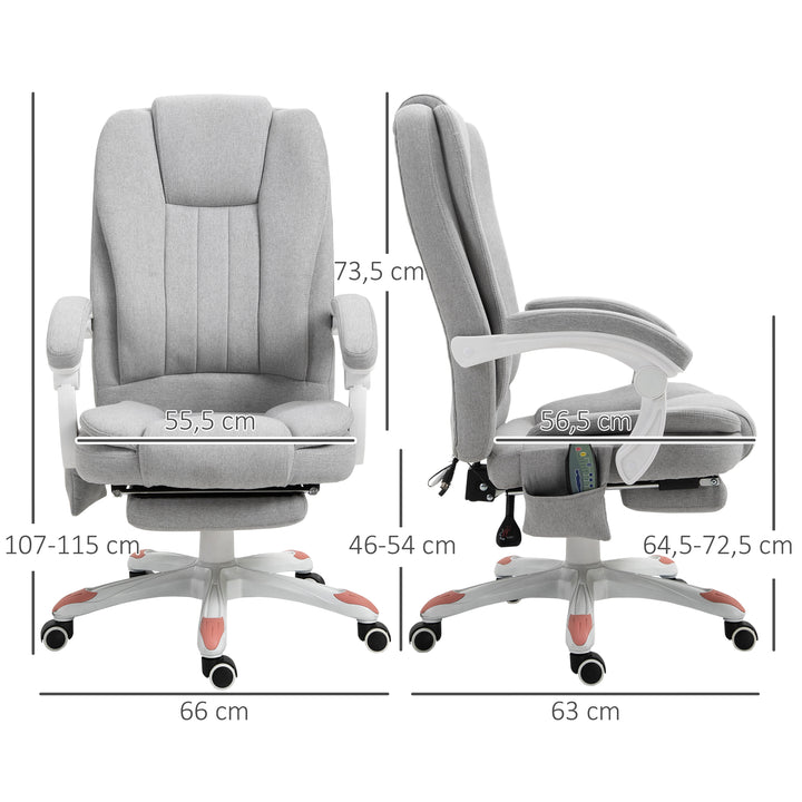 Massagestol, kontorstol, gamingstol, polyester, skum, nylon, grå, 66 x 63 x 107-115 cm