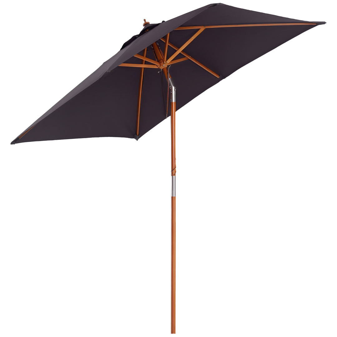 Parasol 200 x 150 x 235 cm, Sammenklappelig Haveparasol, 3-trins justerbar, Rektangulær Strandparasol, Vandafvisende og UV-resistent til Strand, Balkon, Terrasse, Have, Mørkegrå
