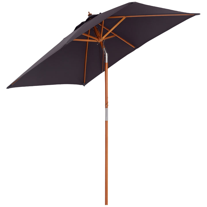 Parasol 200 x 150 x 235 cm, Sammenklappelig Haveparasol, 3-trins justerbar, Rektangulær Strandparasol, Vandafvisende og UV-resistent til Strand, Balkon, Terrasse, Have, Mørkegrå
