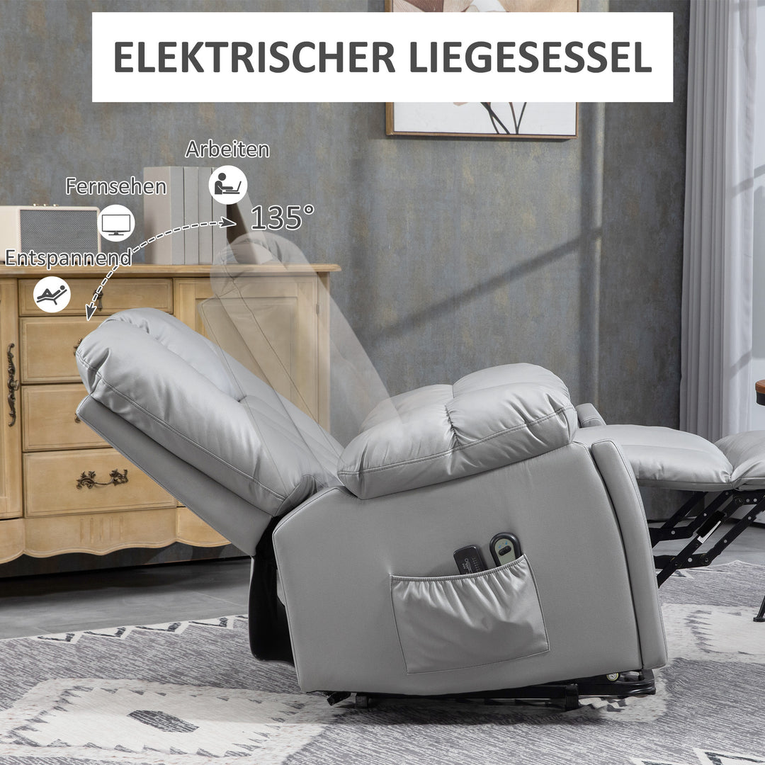 Massagestol lænestol seniorstol, fjernbetjening, sidelommer, 94 cm x 96 cm x 106 cm, mørkegrå