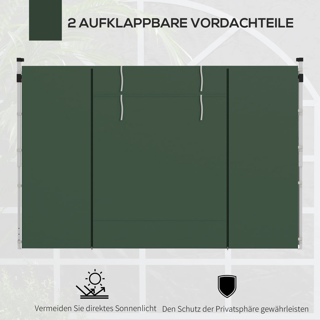 Solrige sidevægge til 3 x 3/3 x 6 m pavillon, sidepaneler med vindue, dør, reservevægge til partytelt, oxford-stof, grøn
