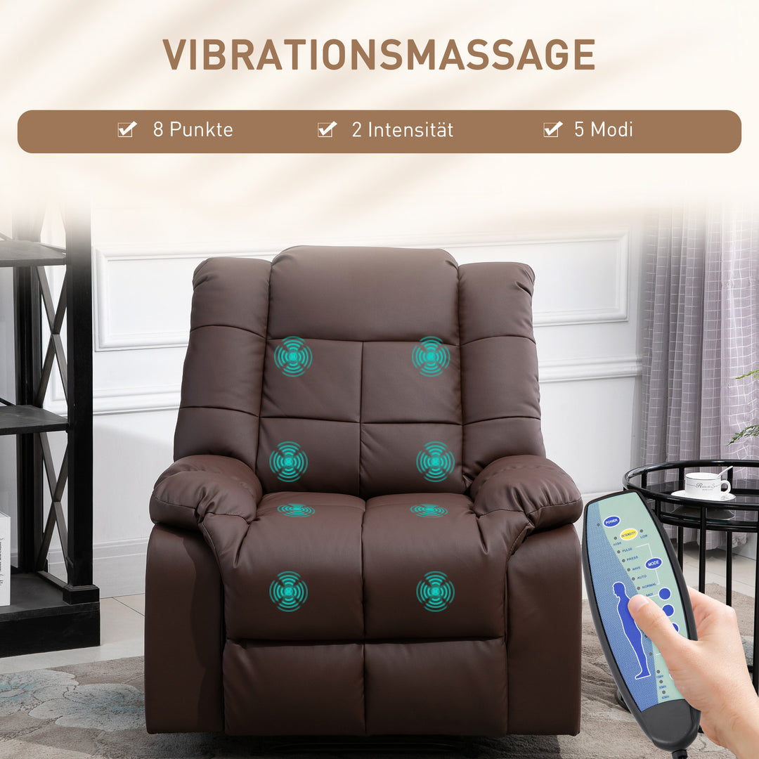 Massagestol med fjernbetjening, 94 x 99 x 99 cm, kunstlæder, brun