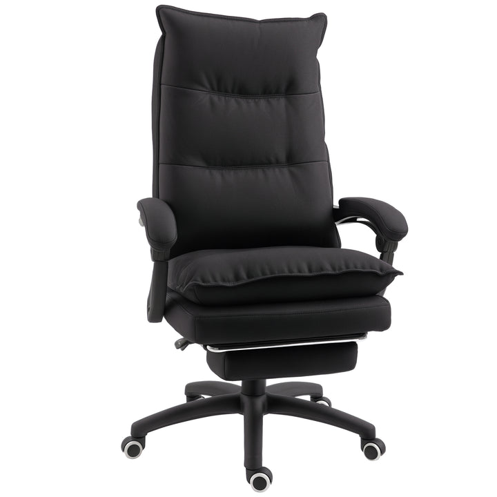 Kontorstol med massagefunktion, ergonomisk skrivebordsstol med lænefunktion og drejefunktion, med fodstøtte, sort