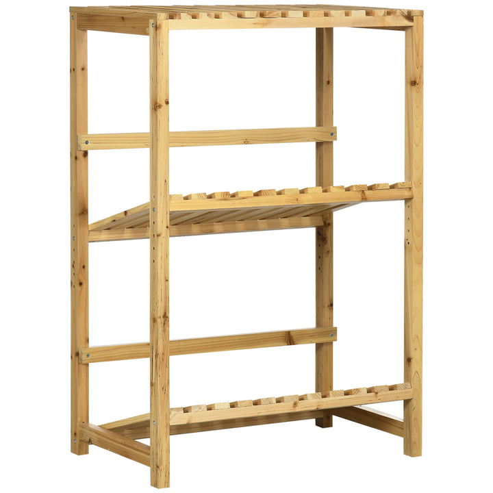 Hylde til drikkekasser, kassestativ til op til 4 kasser, naturtræ, 2 niveauer 74 x 45 x 111 cm